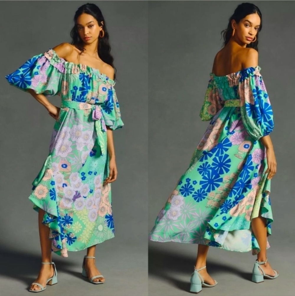 Anthropologie Oopscool Off-the-Shoulder Printed Dress
